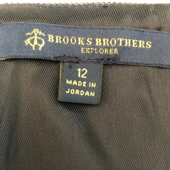 Brooks Brothers Explorer Wool Midi Pencil Skirt Navy Off White Check Print Sz 12 - Picture 9 of 13